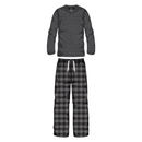 Men's Crew Neck Top & Printed Check Microfleece Pant Set- 3 Colours
