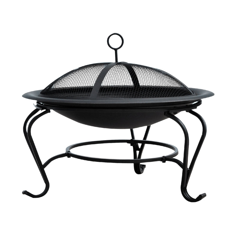 Outsunny Steel Fire Pit, Φ 56x45H cm (Lid Included)-Black