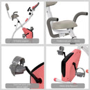 HOMCOM Folding Exercise Bike - White & Pink