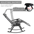 Outsunny Garden Rocking Chair Folding Recliner Outdoor Adjustable Sun Lounger Rocker Zero-Gravity Seat with Headrest Side Holder Patio Deck - Grey