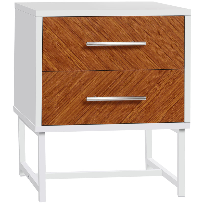 HOMCOM Bedside Table Side Table W/ Drawer & Metal Legs for Bedroom Living Room