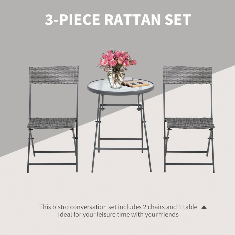 Outsunny Rattan Bistro Set - Grey