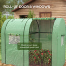 Outsunny Tomato Greenhouse with 2 Roll-up Doors and 4 Mesh Windows, Green