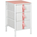 HOMCOM 3 Drawer Chest of Drawers w/ Wooden Top for Kid Room Closet Hallway Pink