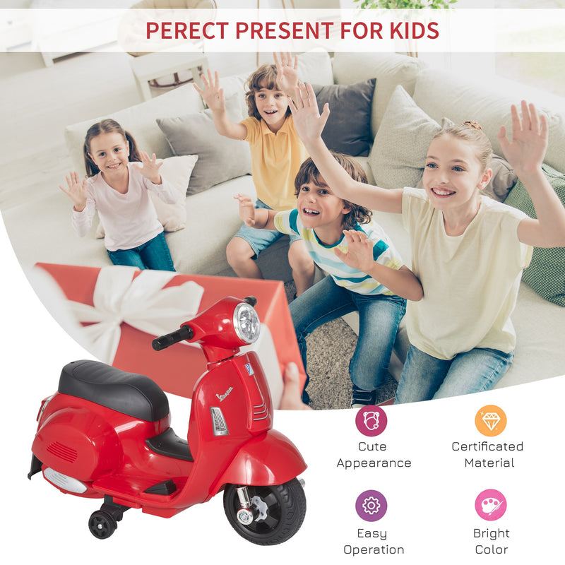 HOMCOM Kids Electric Ride on Motorcycle Trike Vespa 6v - Red