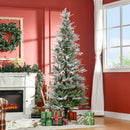 HOMCOM Pencil Snow Christmas Tree Flocked 6' with Realistic Cypress Branches