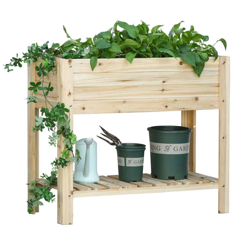 Outsunny Wooden Raised Plant Stand 100 x 40 x 84cm