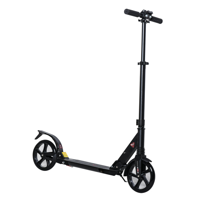 HOMCOM Kick Scooter Foldable Aluminum Ride On Toy For 8+ Adult Teens, Black