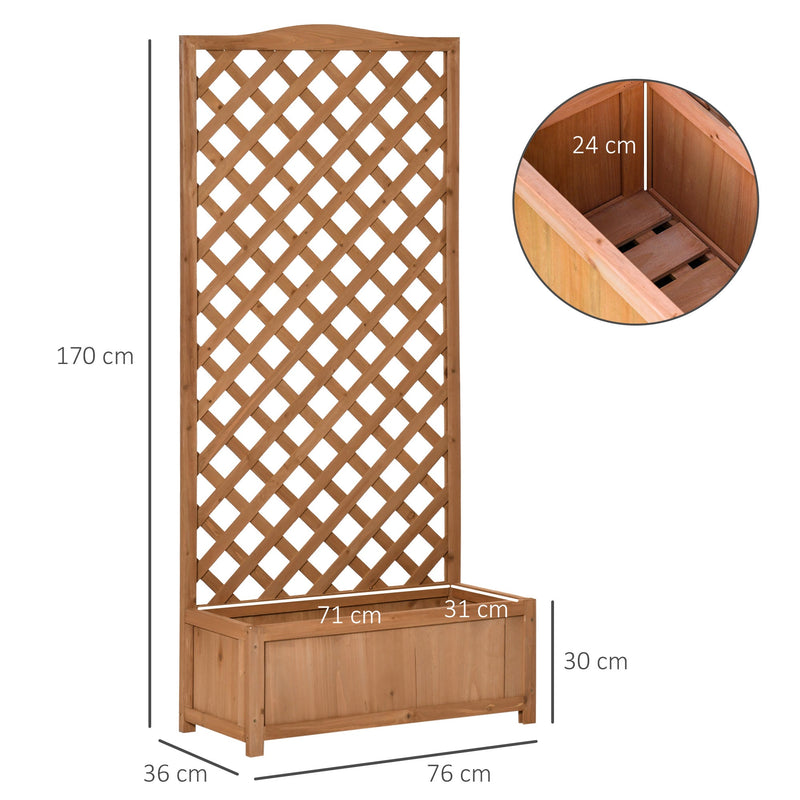 Outsunny Garden Wooden Planter Box with Trellis Lattice Flower Raised Bed 76x36x170cm