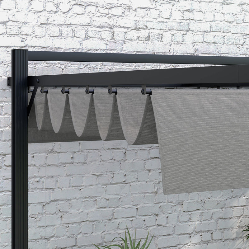 Outsunny 3 x 4m Pergola with Retractable Roof and Aluminium Frame, Grey