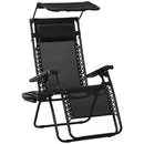 Outsunny Zero Gravity Chair Adjustable Patio Lounge w/ Cup Holder Grey