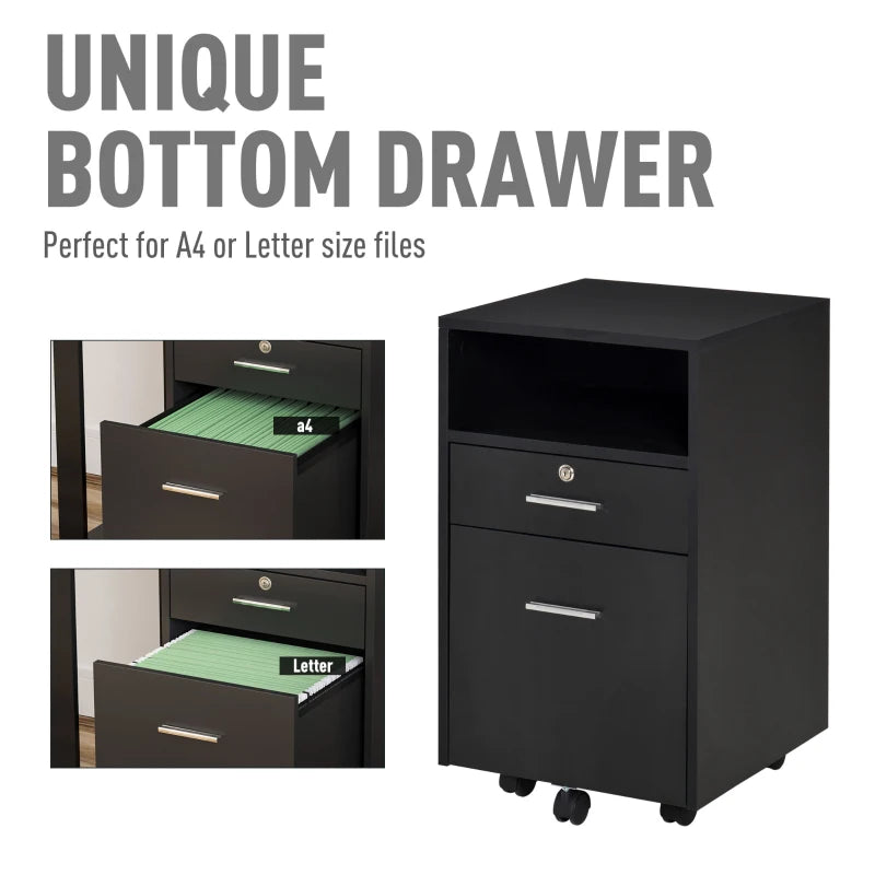 Vinsetto Filing Cabinet with 2 Drawers 40x40x60cm Black