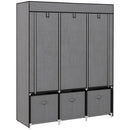 HOMCOM Portable Wardrobe w/ 5 Shelves 3 Fabric Drawers and 2 Hanging Rails Grey