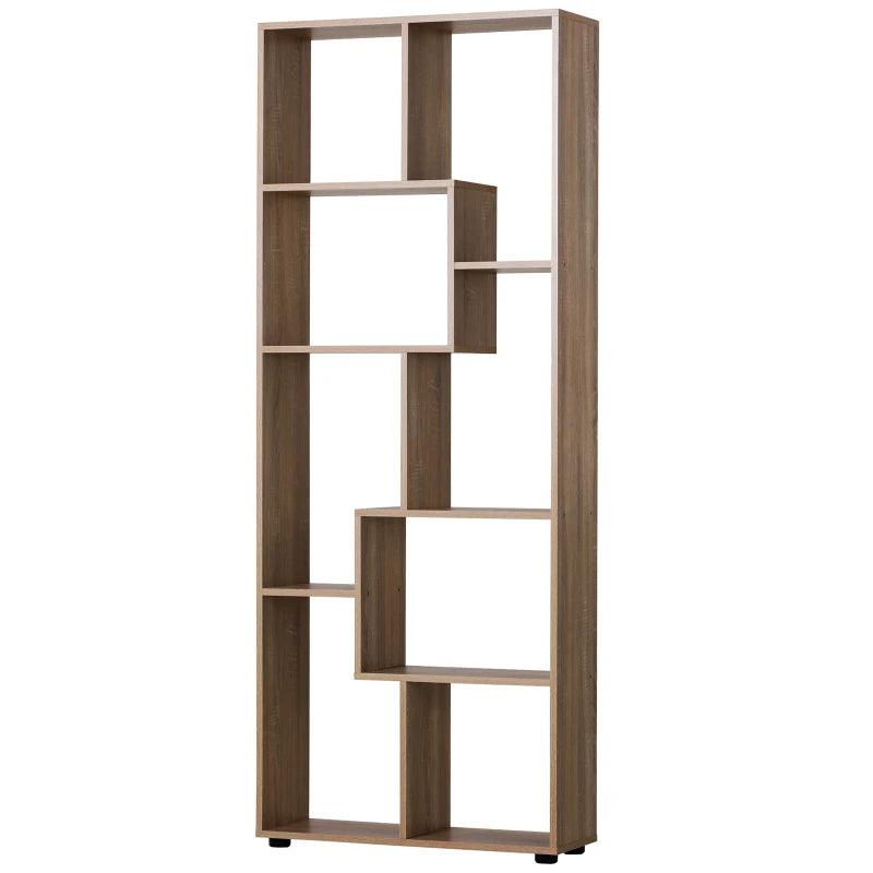 HOMCOM Tall Shelving Bookshelf Unit - Oak