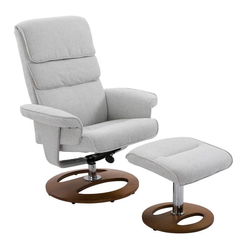 HOMCOM Recliner Chair Ottoman Set 360 Swivel Sofa Wood Base Grey