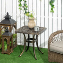 Outsunny 54 X 54cm Aluminium Outdoor Garden Side Table W/ Umbrella Hole, Bronze
