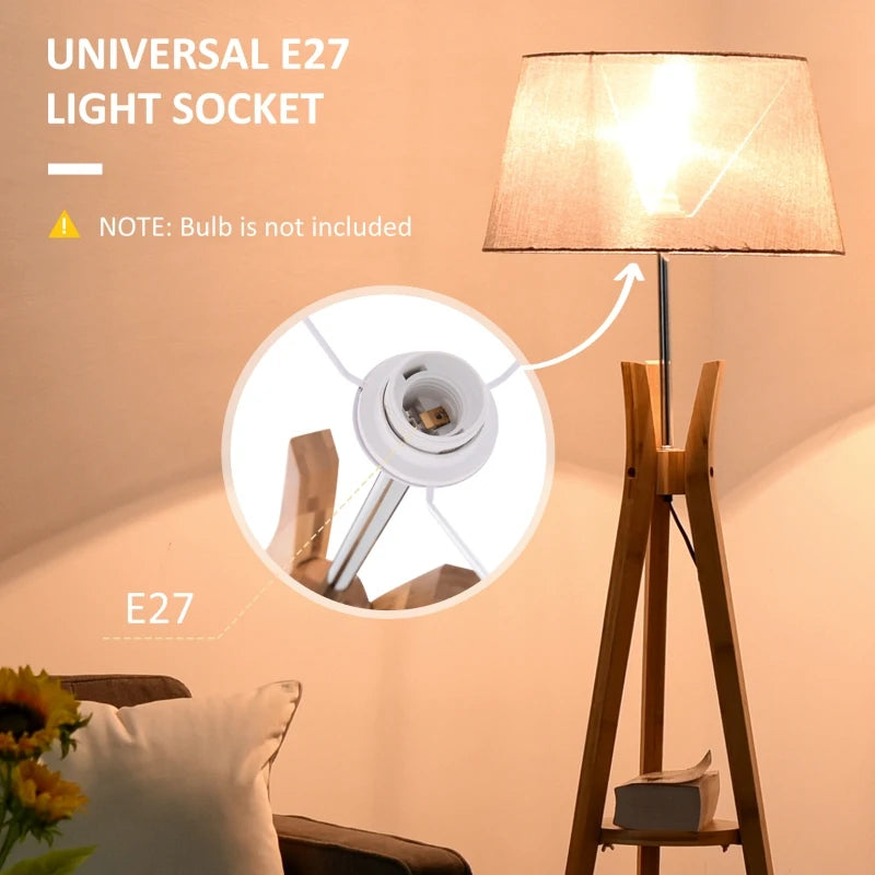 Tripod Floor Lamp with Shade 156cm - Wood & Grey