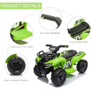 HOMCOM Kids Ride On Car Four Wheeler Quad Bike 6v - Green