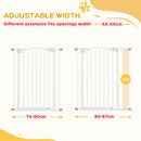 PawHut 74-87cm Adjustable Metal Pet Gate Safety Barrier w/ Auto-Close Door White