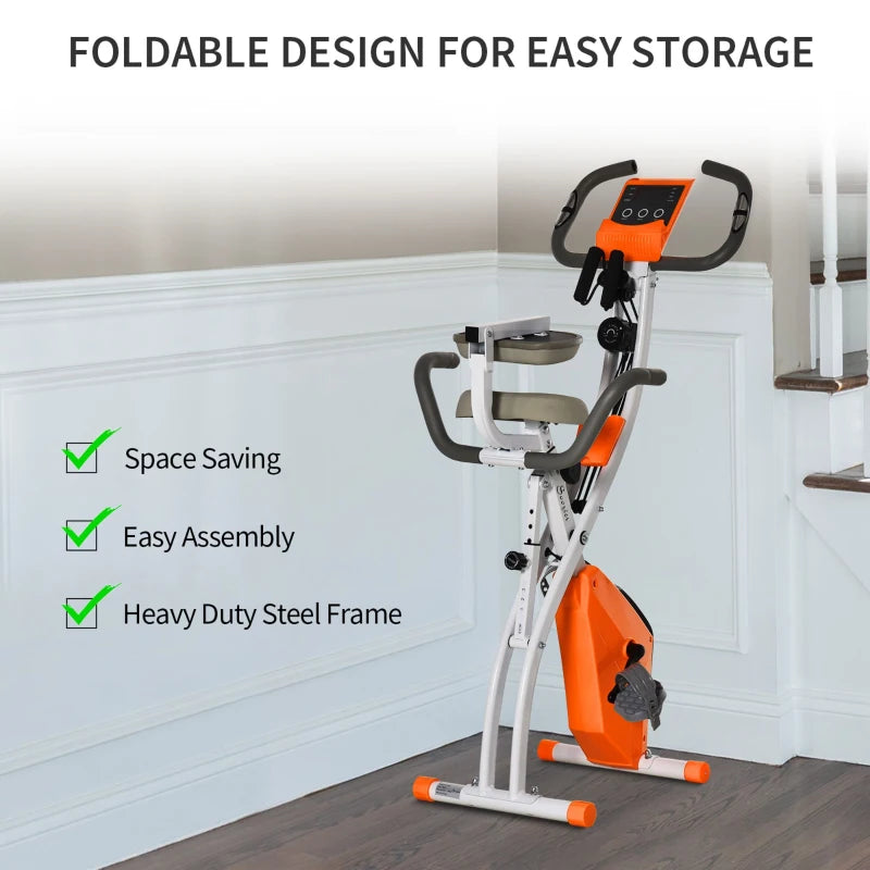 HOMCOM Folding Exercise Bike White Orange - Main Image