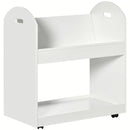 HOMCOM 2-Tier Storage Shelves Kitchen Cart Shelf Unit with Wheels, White