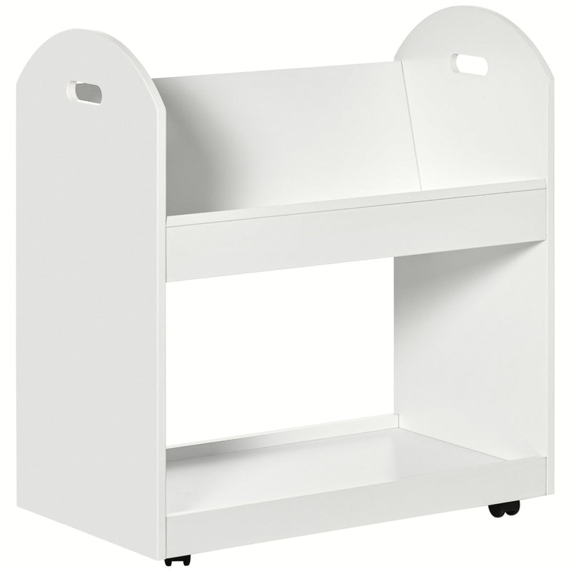 HOMCOM 2-Tier Storage Shelves Kitchen Cart Shelf Unit with Wheels, White