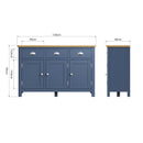 Aldeburgh Blue Sideboard with 3 Doors 130 x 40 x 85 cm