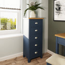 Aldeburgh Blue Chest of 5 Drawers - Narrow