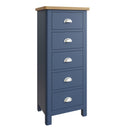 Aldeburgh Blue Chest of 5 Drawers - Narrow