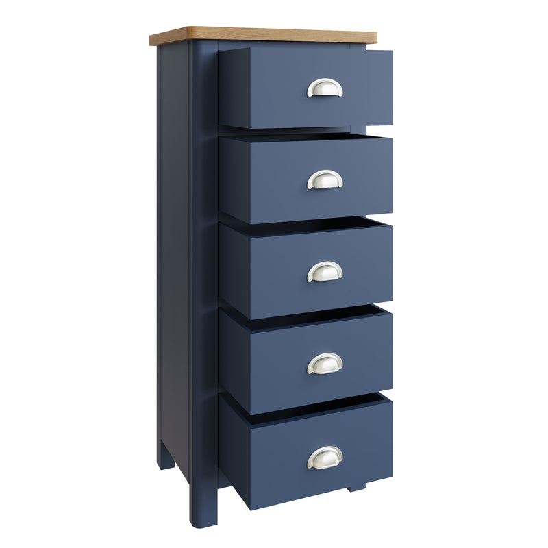 Aldeburgh Blue Chest of 5 Drawers - Narrow