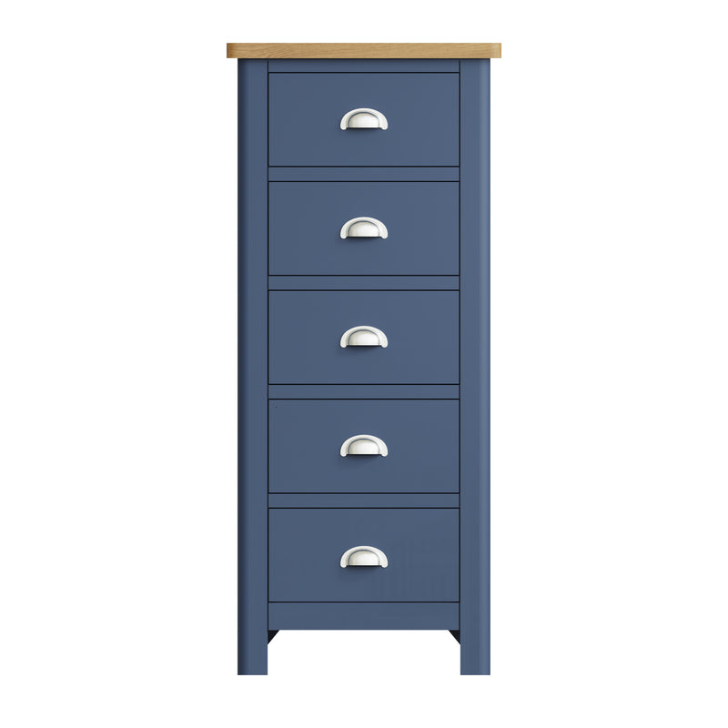Aldeburgh Blue Chest of 5 Drawers - Narrow