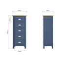 Aldeburgh Blue Chest of 5 Drawers - Narrow