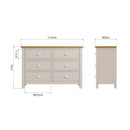 Beverley Dove Grey  Chest of 6 Drawers 115 x 40 x 78 cm