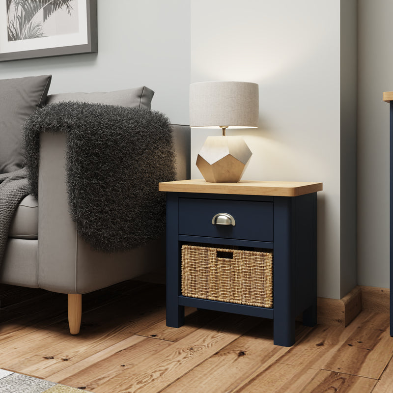 Aldeburgh Blue Cabinet 1 Drawer 1 Basket 50 x 30 x 50 cm