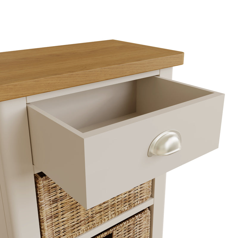 Beverley Dove Grey Cabinet 1 Drawer 2 Basket 50 x 30 x 75 cm