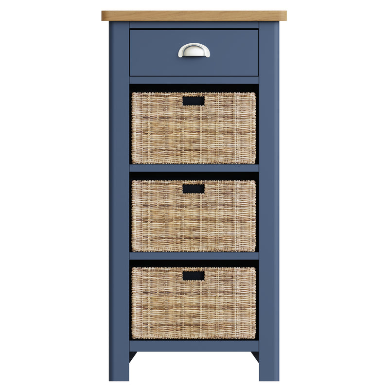 Aldeburgh Blue Cabinet 1 Drawer 3 Basket 50 x 30 x 100 cm
