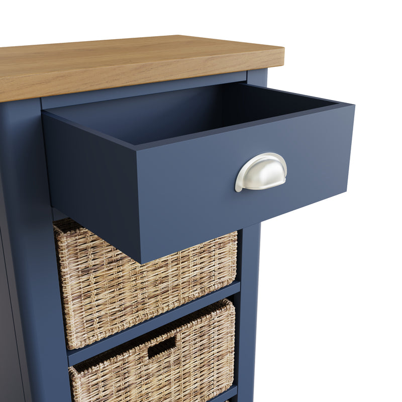 Aldeburgh Blue Cabinet 1 Drawer 3 Basket 50 x 30 x 100 cm
