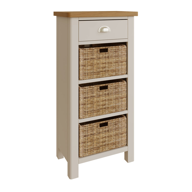 Beverley Dove Grey Cabinet 1 Drawer 3 Basket 50 x 30 x 100 cm