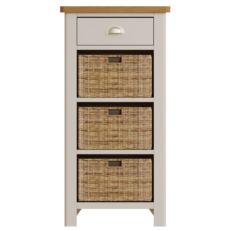 Beverley Dove Grey Cabinet 1 Drawer 3 Basket 50 x 30 x 100 cm