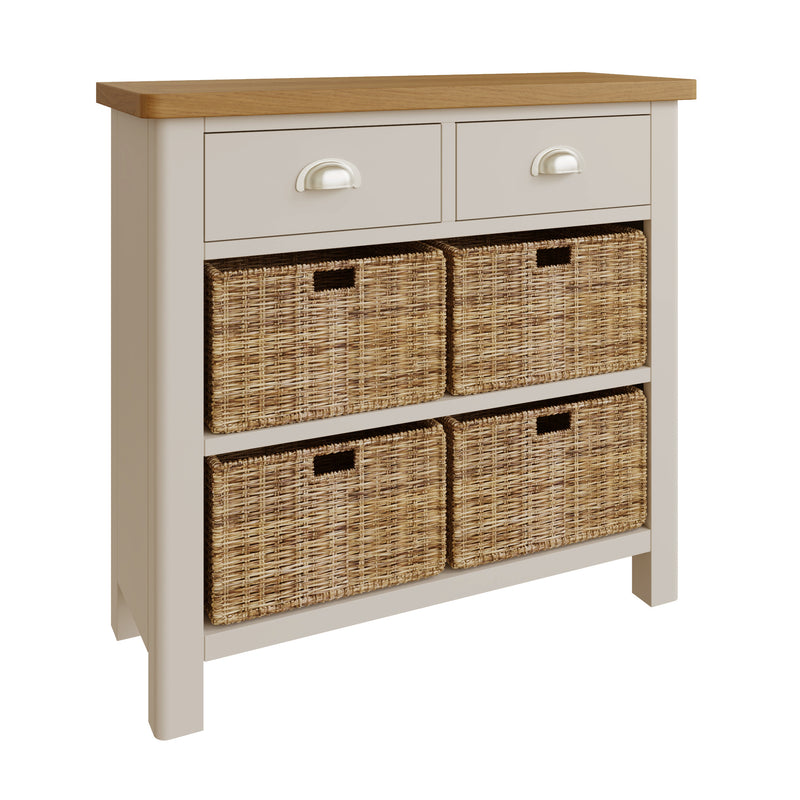 Beverley Dove Grey Cabinet 2 Drawer 4 Basket 80 x 30 x 75 cm