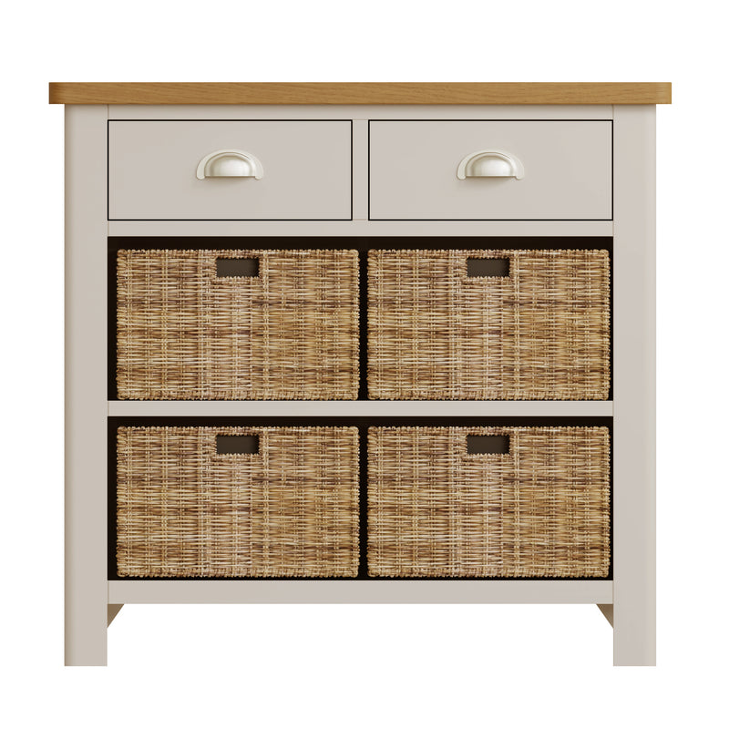 Beverley Dove Grey Cabinet 2 Drawer 4 Basket 80 x 30 x 75 cm