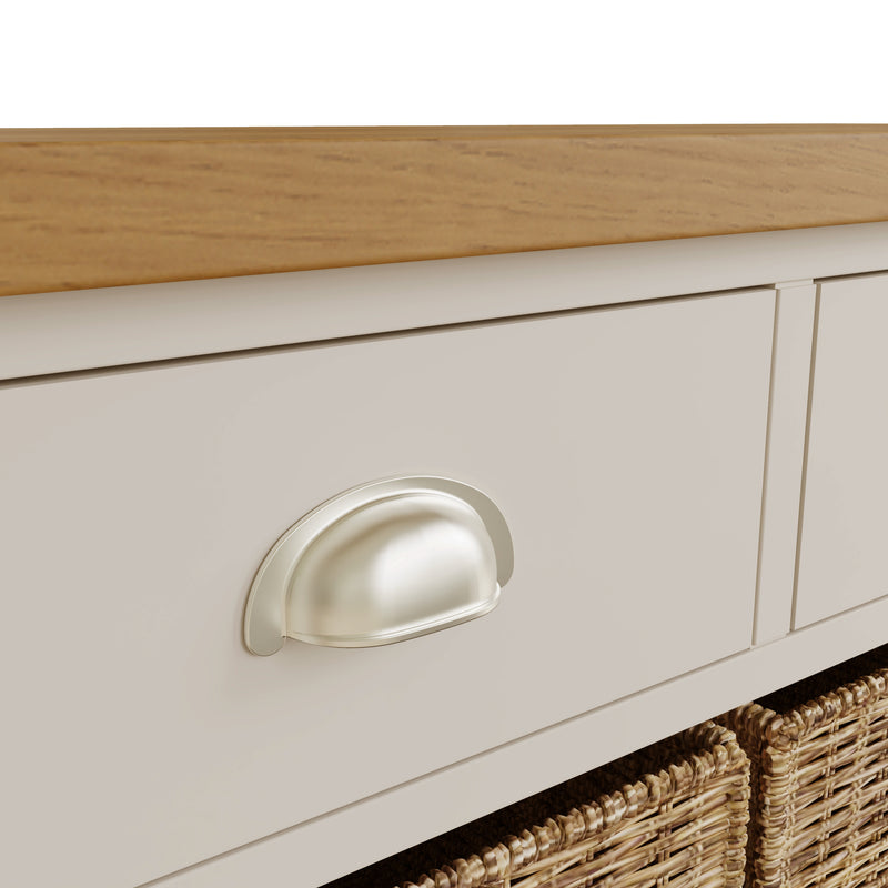 Beverley Dove Grey Cabinet 2 Drawer 4 Basket 80 x 30 x 75 cm