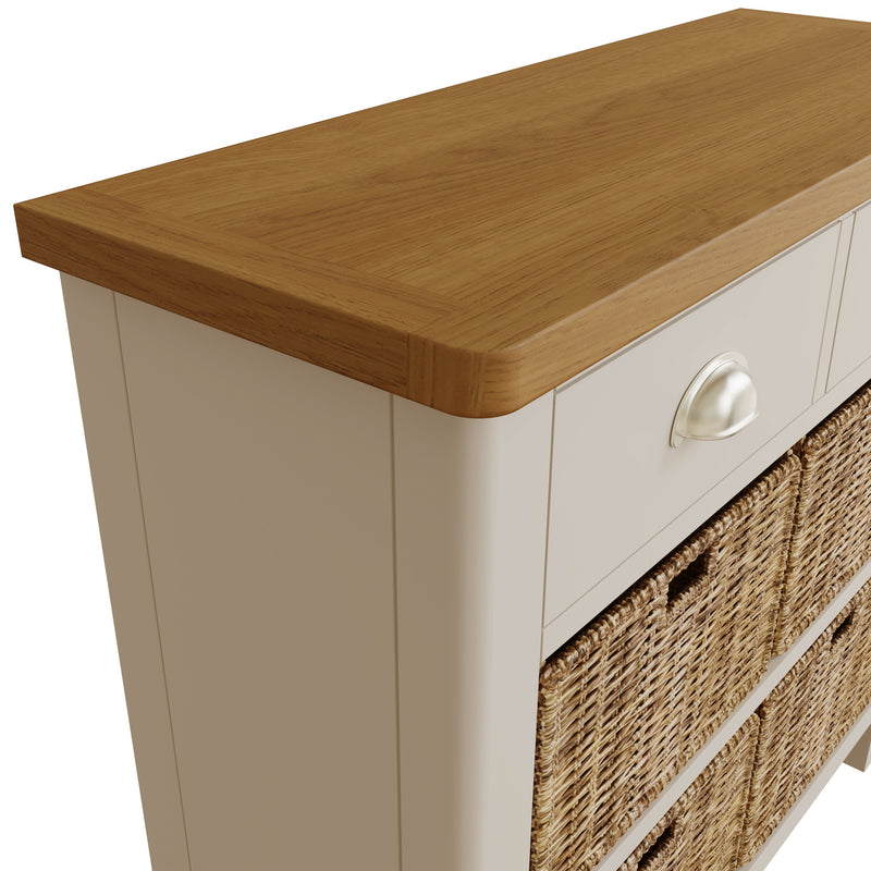 Beverley Dove Grey Cabinet 2 Drawer 4 Basket 80 x 30 x 75 cm