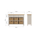 Beverley Dove Grey Storage Cabinet Unit 3 Drawer 6 Basket 110 x 30 x 75 cm