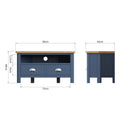 Aldeburgh Blue Corner TV Unit 90 x 44 x 48 cm