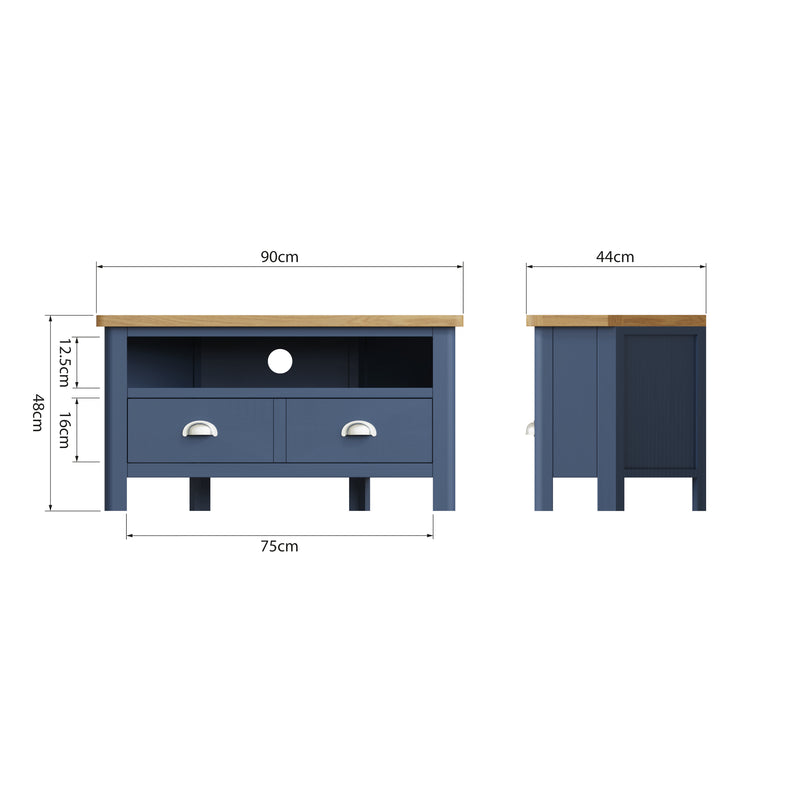 Aldeburgh Blue Corner TV Unit 90 x 44 x 48 cm