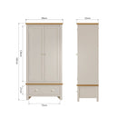 Beverley Dove Grey  Wardrobe Double with Drawer 90 x 52 x 185 cm