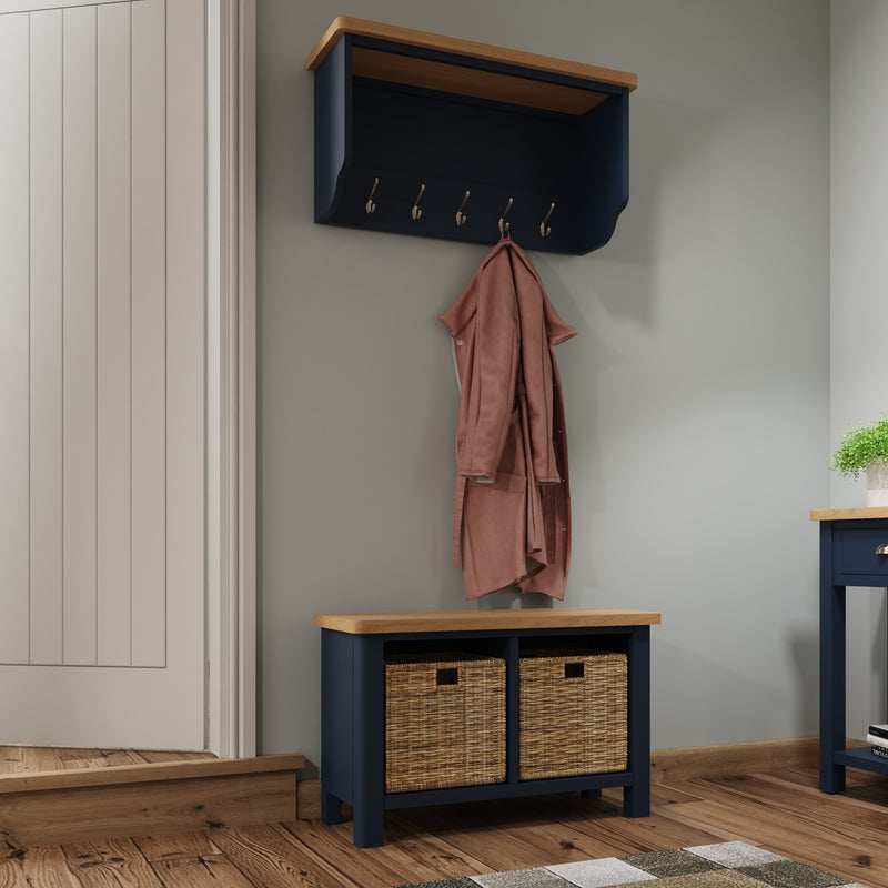 Aldeburgh Blue Wall Coat Rack with Mirror 80 x 15 x 50 cm