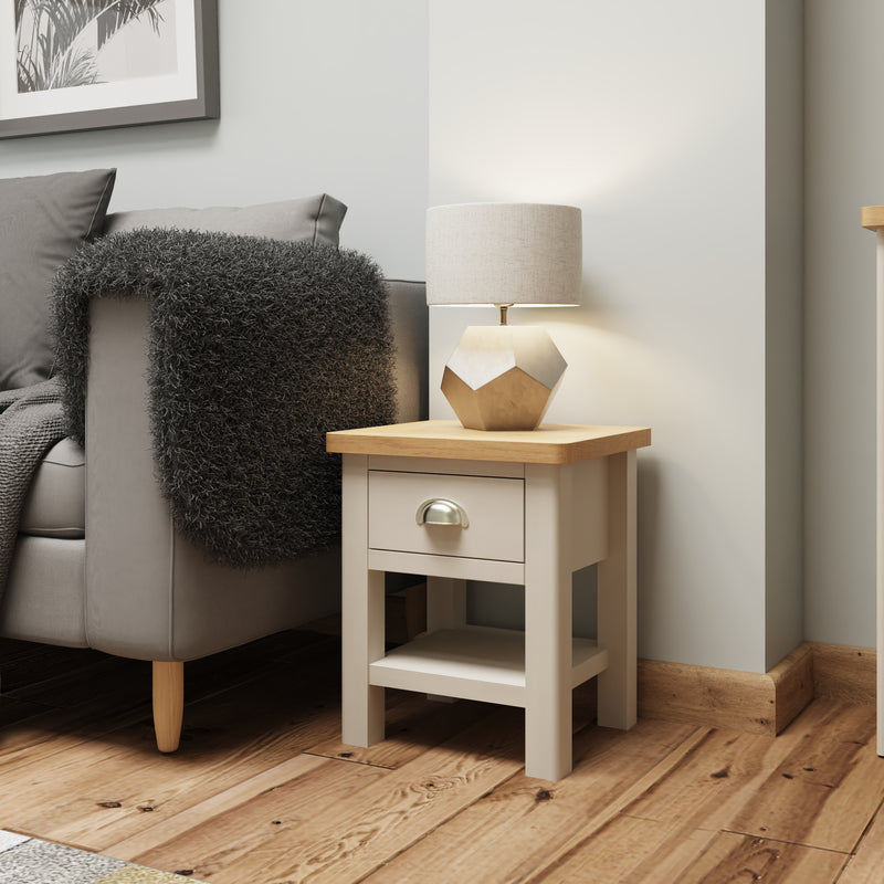 Beverley Dove Grey  Lamp Table 1 Drawer 40 x 36 x 47 cm