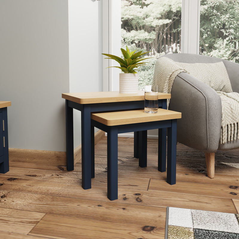 Aldeburgh Blue Nest of 2 Tables 50 x 32 x 50 cm